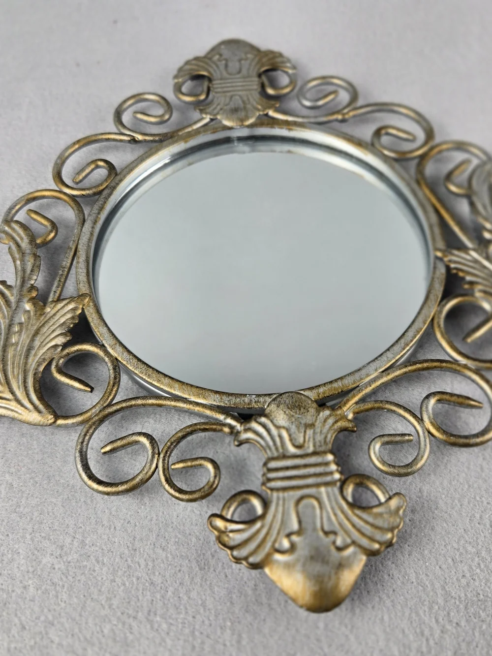 Vintage Home Interiors Metal Wall Mirror Pair – Ornate Gold/Bronze